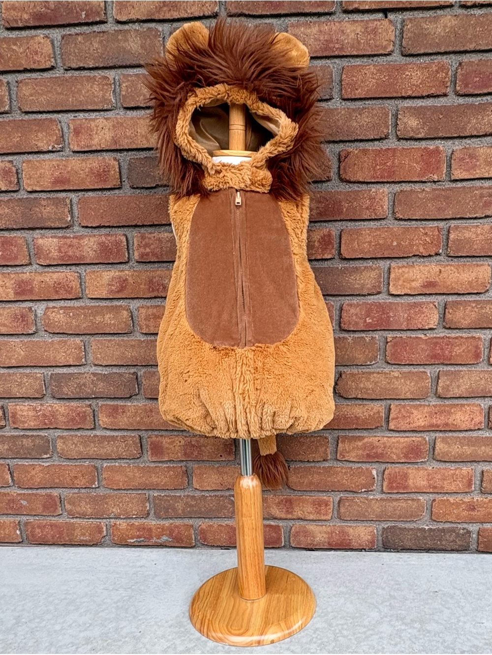 Kids Brown Lion Plush Hooded Costume with Mane